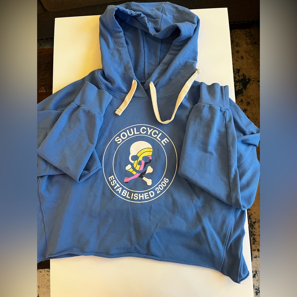 Soul Cycle light blue cropped hoodie, size small, worn once